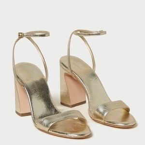 Leoffler Randall NEW NIB Malia Champagne Gold Heel Sandals